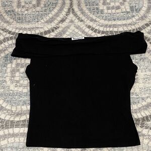 Reformation Black Off-Shoulder Stretch Top